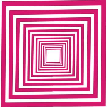 concéntrico cuadrícula modelo con alterno rosado y blanco rayas creando un hipnótico óptico espejismo vector