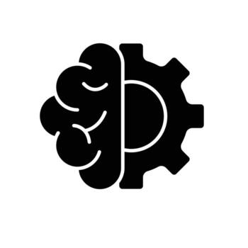 machine learning icon. management. combination of gear and brain. Automatic, optimization, ease. Flat design style vector