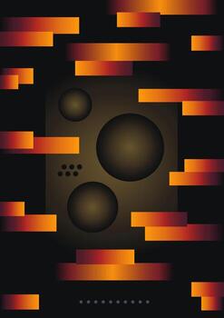 Gradient ribbons and circles. Modern gradient poster on a dark background. Cover template with perspective geometric shapes. vector