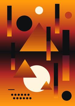 Gradient ribbons and circles. Modern gradient poster on a dark background. Cover template with bright, perspective geometric shapes. vector