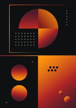 Abstract planet infographics, gradient shapes on a black background. Esoteric symbols planets. vector