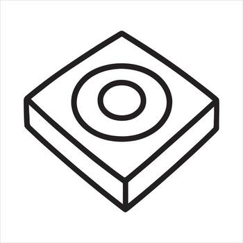 isométrica sencillo cuadrado objeto con circular diseño silueta un blanco antecedentes vector