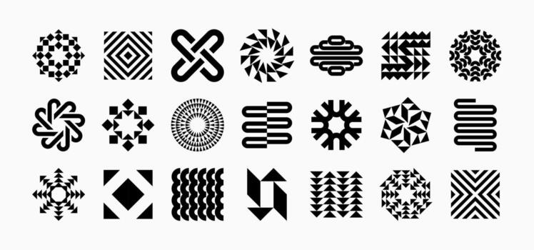 Digital technology abstract logo icon design set vector