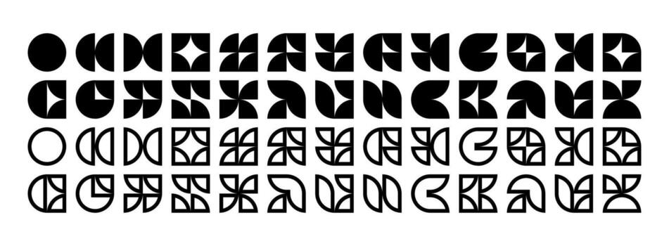 Flat line abstract curve memphis icon design set vector