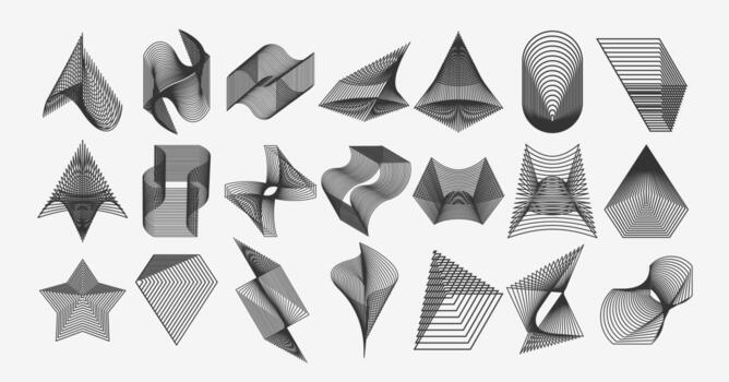 Technology dynamic blend line logo design set vector