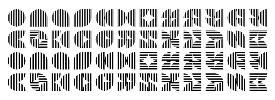 raya línea curva circulo memphis modelo icono conjunto vector