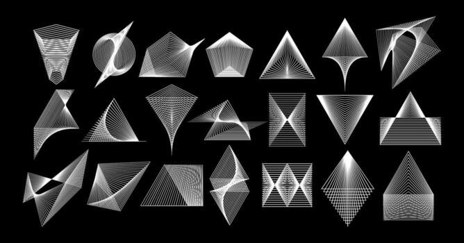 Set of abstract shape futuristic line icon design vector