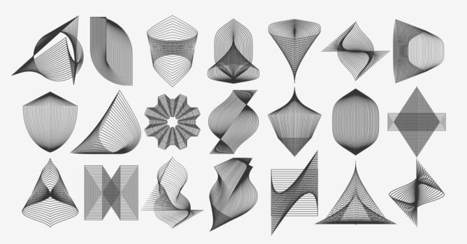 Digital abstract line motion effect logo set vector