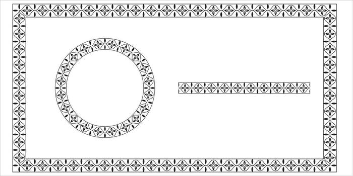 Elegant Ornamental Frame Design with Circular Emblem and Decorative Border Pattern Template vector