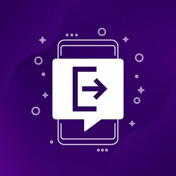 logout icon with a phone, vector