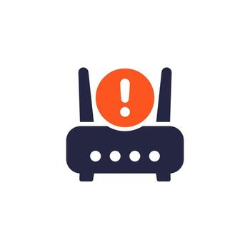 router, modem error icon, pictogram on white vector