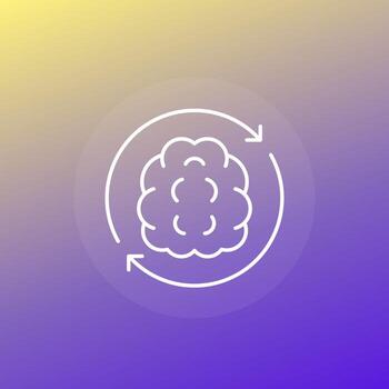 change mindset icon with brain, line vector