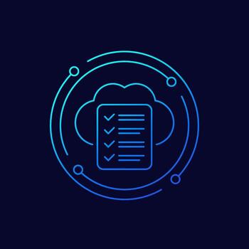 Checklist icon with a cloud, linear design vector