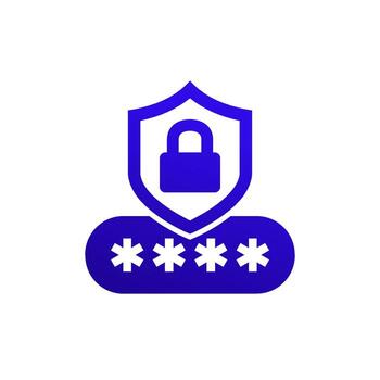 password security icon with shield and lock vector