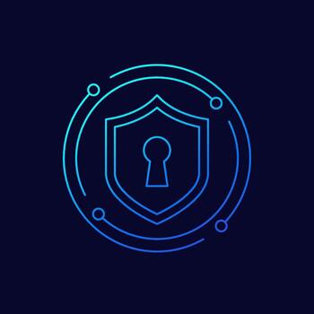 keyhole icon with a shield, linear design vector