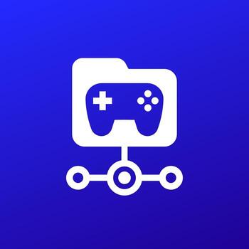 game folder icon with gamepad, vector