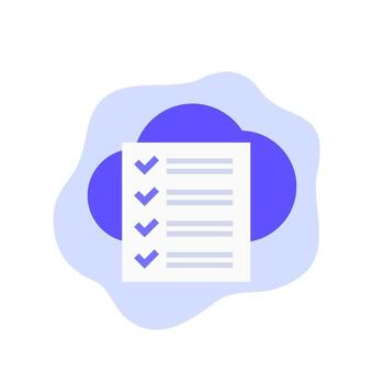 Checklist icon with a cloud, flat design vector