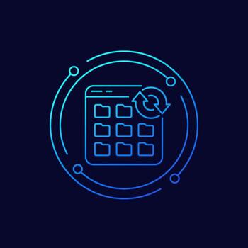 data recovery icon with folders, linear design vector