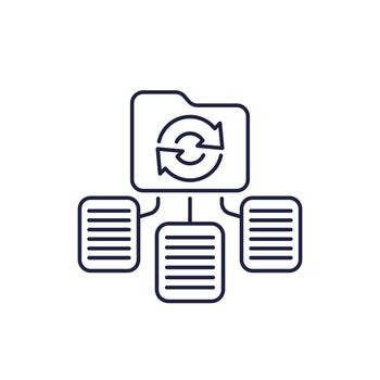 datos recuperación línea icono con carpeta y documentos vector