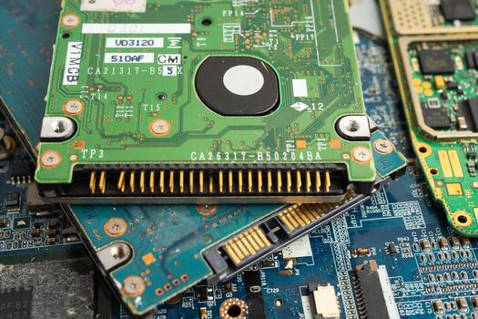 reparando potenciar circuito placa base de computadora portátil, electrónico, computadora hardware tecnología. foto