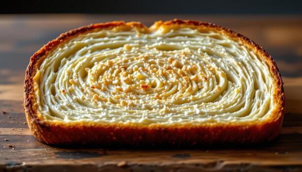 Toast with crispy texture illuminated by soft backlight to emphasize details. photo