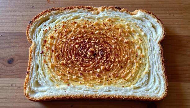 Toast with visible gradient from light to dark brown across the surface. photo