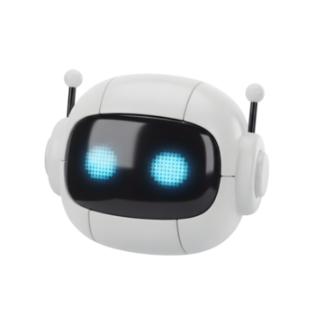 amigáveis robô cabeça com brilhando azul olhos, uma moderno futurista Projeto este faíscas inovação e tecnologia, perfeito para ai e robótica conceitos png