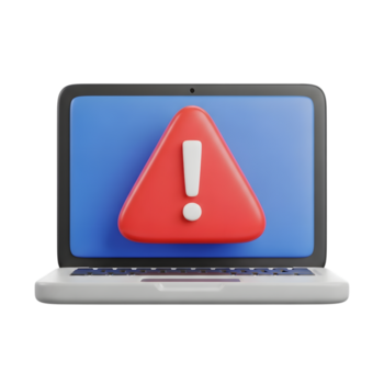 crítico erro Atenção em computador portátil tela demandas atenção, sinalização uma potencial cíber segurança ameaça ou urgente sistema manutenção necessário para digital segurança png