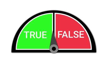 animerad beslut meter växlande mellan Sann och falsk i platt stil. video