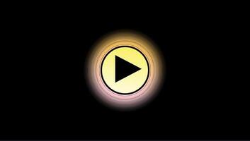 Animation of a play button icon with a yellow and pink gradient appearing on a black background. Minimal, flat graphic with a triangle symbol. video