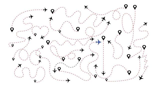 A map with many dots and arrows vector