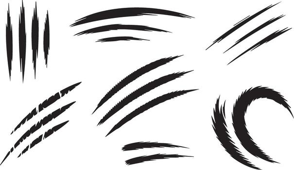 Claw Scratch Shreds Slash Animal Mark Grunge Graphic Sharp Wound Texture vector