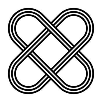 Symmetrical knot icon with interwoven loops, Complex looped pattern vector