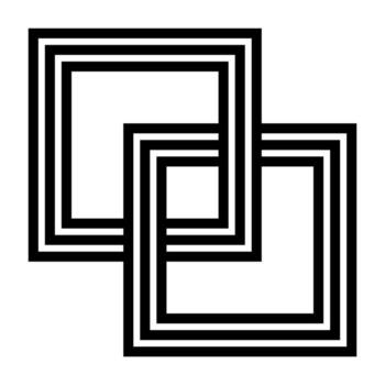 Overlapping Square Maze, Geometric Logo Puzzle Design with Optical Illusion vector