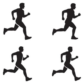 silhouettes of a man running in different positions vector