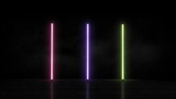 abstrato néon brilhando tubos animação em Sombrio fundo com reflexões video