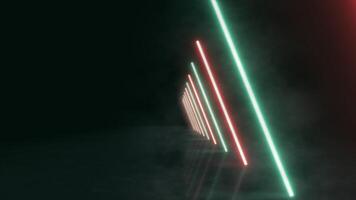 dinâmico corredor animação com vermelho e verde luzes para uma cativante visual viagem video