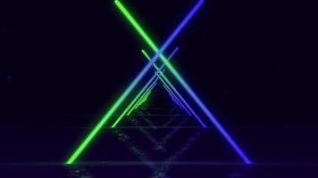 sem fim futurista túnel com néon luz, abstrato geométrico padronizar fundo animação video