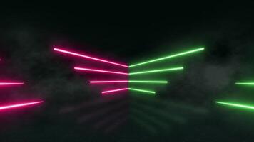 abstrato néon corredor com Rosa e verde luz raios criando uma futurista ambiente video
