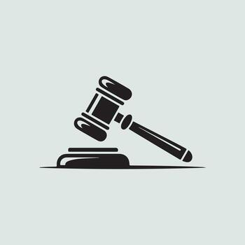 a judge's gavel icon on a light background vector