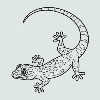 gecko is drawn in a line drawing style vector