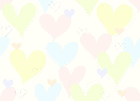 suave pastel sin costura modelo presentando vistoso superposición corazones en un ligero fondo, simbolizando amor y afecto. vector