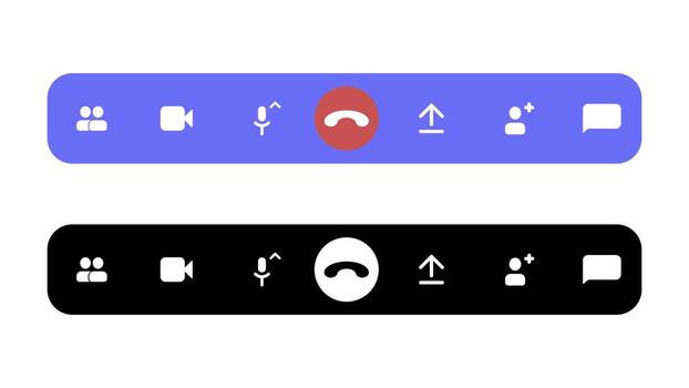 Visual guide of meeting call buttons in two color schemes. vector