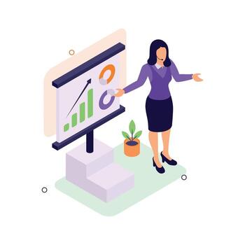 tomar tu manos en esta increíble isométrica ilustración de negocio presentación vector