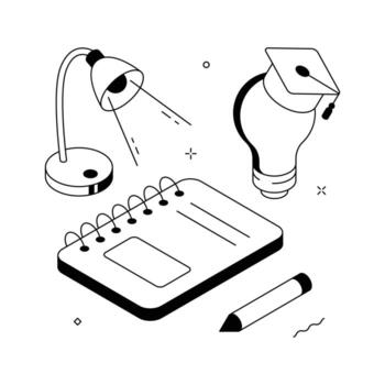 creativo ilustración de innovador aprendizaje métodos con cuaderno y idea lámpara. vector