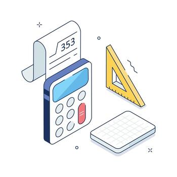 Calculator and ruler illustration vector