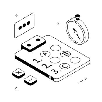 Digital timer and quiz interface illustration vector