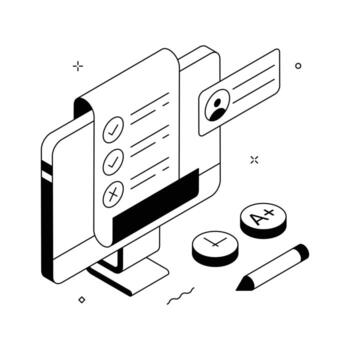 Computer with checklist and feedback display vector
