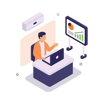 Professional presenting data insights vector