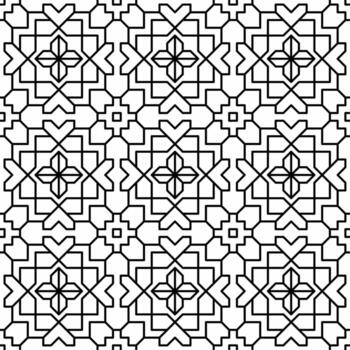 Seamless geometric pattern consisting of interlocking black lines on a white background. Suitable for various creative projects or decorative elements. vector